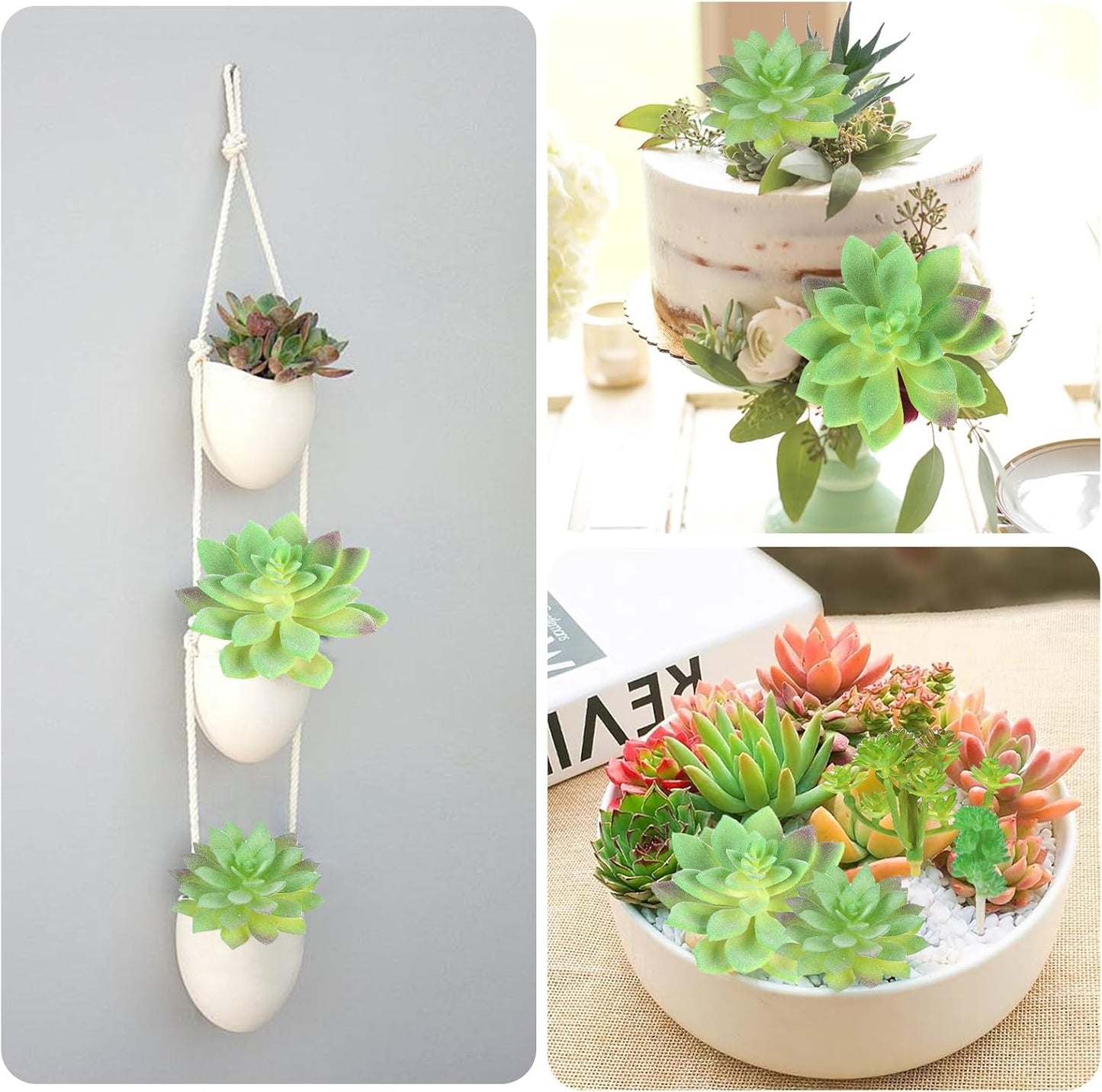8 Pack Unpotted Artificial Succulents, Mini Fake Succulent Plants Small Cactus Echeveria Faux Greenery Bulk for DIY Terrarium Garden Wedding Home Decor