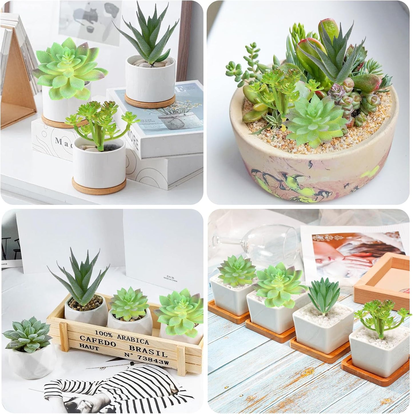8 Pack Unpotted Artificial Succulents, Mini Fake Succulent Plants Small Cactus Echeveria Faux Greenery Bulk for DIY Terrarium Garden Wedding Home Decor