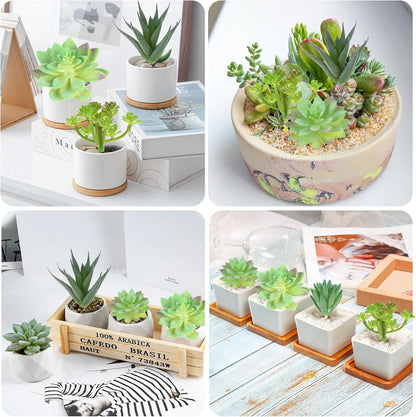 8 Pack Unpotted Artificial Succulents, Mini Fake Succulent Plants Small Cactus Echeveria Faux Greenery Bulk for DIY Terrarium Garden Wedding Home Decor
