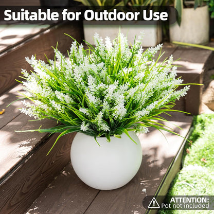 Faux Outdoor Plants, 12 Pack UV Resistant Artificial Greenery for Planters