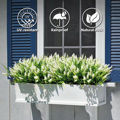 Faux Outdoor Plants, 12 Pack UV Resistant Artificial Greenery for Planters