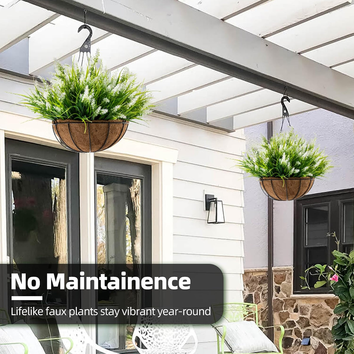 Faux Outdoor Plants, 12 Pack UV Resistant Artificial Greenery for Planters