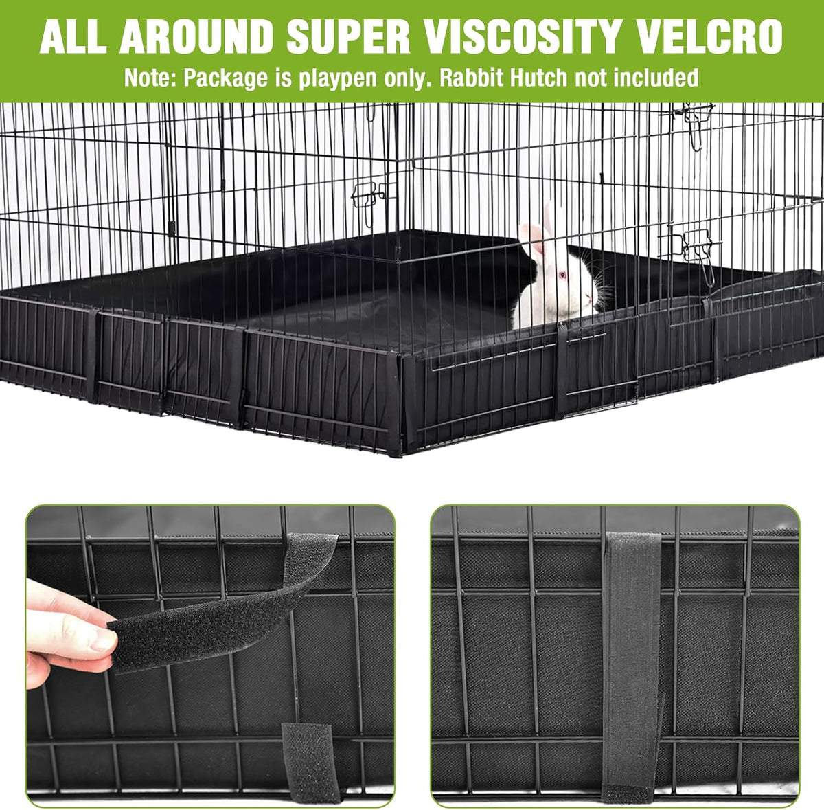 Rabbit Pet Playpen, Bunny Cage with Waterproof Liner, Pet Run Extension for Guinea Pig, Hamster, Chinchillas, Portable Small Animal Cage Fence (Playpen Only)