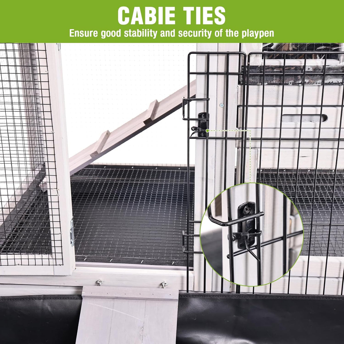 Rabbit Pet Playpen, Bunny Cage with Waterproof Liner, Pet Run Extension for Guinea Pig, Hamster, Chinchillas, Portable Small Animal Cage Fence (Playpen Only)