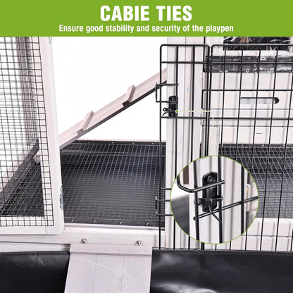 Rabbit Pet Playpen, Bunny Cage with Waterproof Liner, Pet Run Extension for Guinea Pig, Hamster, Chinchillas, Portable Small Animal Cage Fence (Playpen Only)
