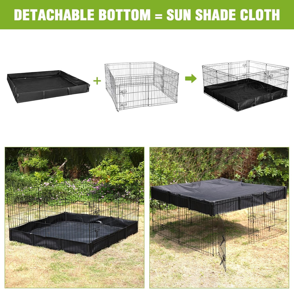 Rabbit Pet Playpen, Bunny Cage with Waterproof Liner, Pet Run Extension for Guinea Pig, Hamster, Chinchillas, Portable Small Animal Cage Fence (Playpen Only)
