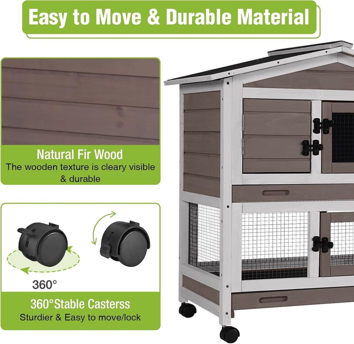 Rabbit Pet Playpen, Bunny Cage with Waterproof Liner, Pet Run Extension for Guinea Pig, Hamster, Chinchillas, Portable Small Animal Cage Fence (Playpen Only)
