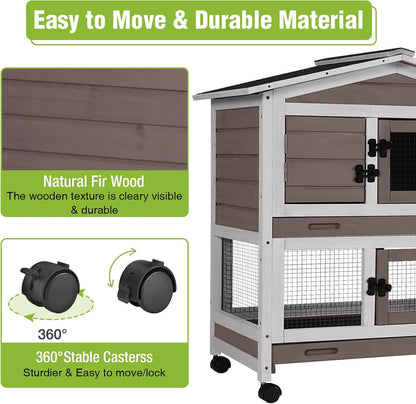 Rabbit Pet Playpen, Bunny Cage with Waterproof Liner, Pet Run Extension for Guinea Pig, Hamster, Chinchillas, Portable Small Animal Cage Fence (Playpen Only)