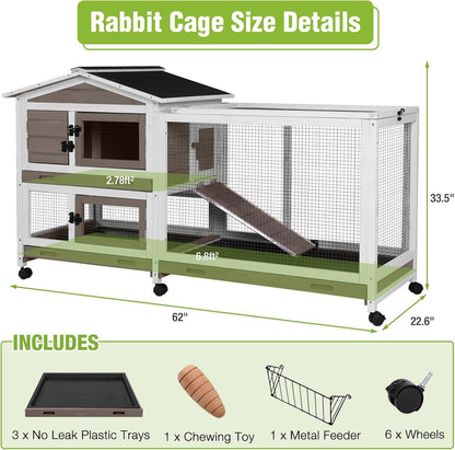 Rabbit Pet Playpen, Bunny Cage with Waterproof Liner, Pet Run Extension for Guinea Pig, Hamster, Chinchillas, Portable Small Animal Cage Fence (Playpen Only)