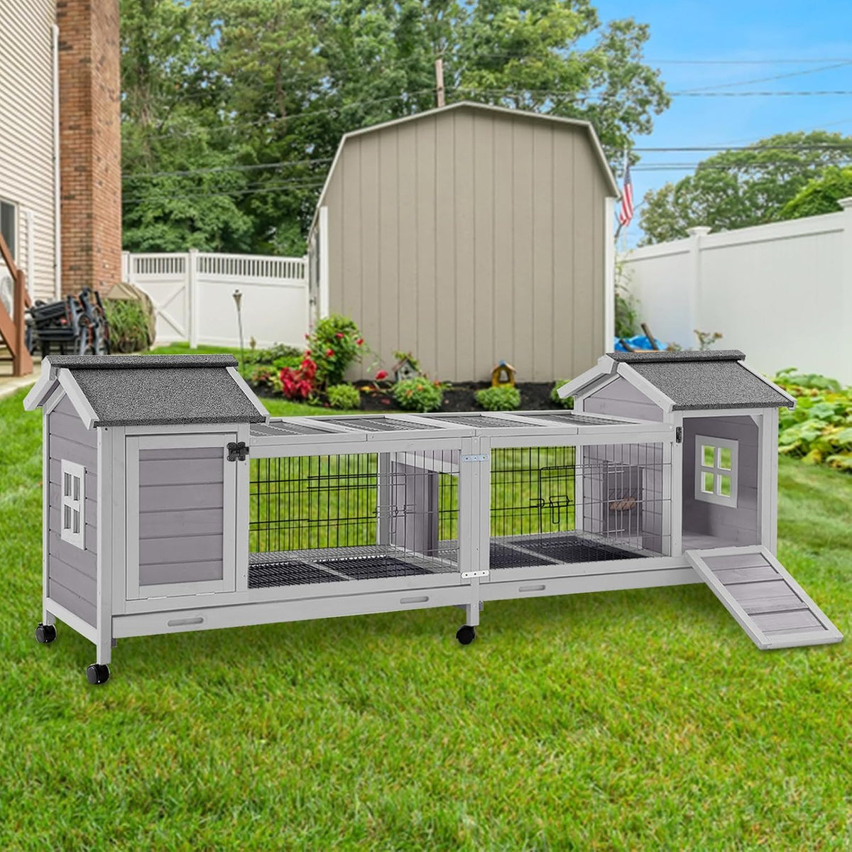 Rabbit Pet Playpen, Bunny Cage with Waterproof Liner, Pet Run Extension for Guinea Pig, Hamster, Chinchillas, Portable Small Animal Cage Fence (Playpen Only)