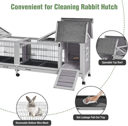 Rabbit Pet Playpen, Bunny Cage with Waterproof Liner, Pet Run Extension for Guinea Pig, Hamster, Chinchillas, Portable Small Animal Cage Fence (Playpen Only)