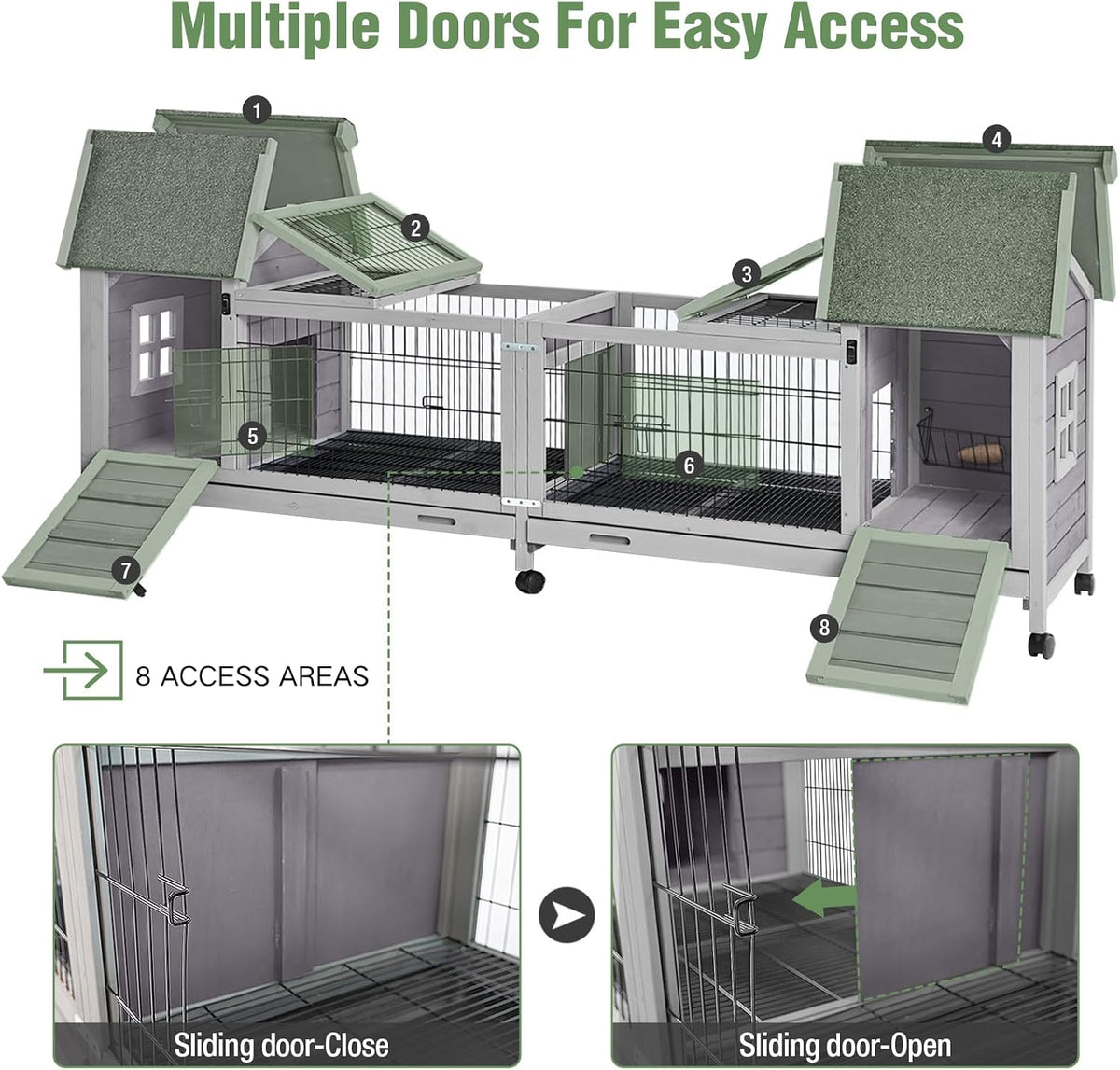 Rabbit Pet Playpen, Bunny Cage with Waterproof Liner, Pet Run Extension for Guinea Pig, Hamster, Chinchillas, Portable Small Animal Cage Fence (Playpen Only)