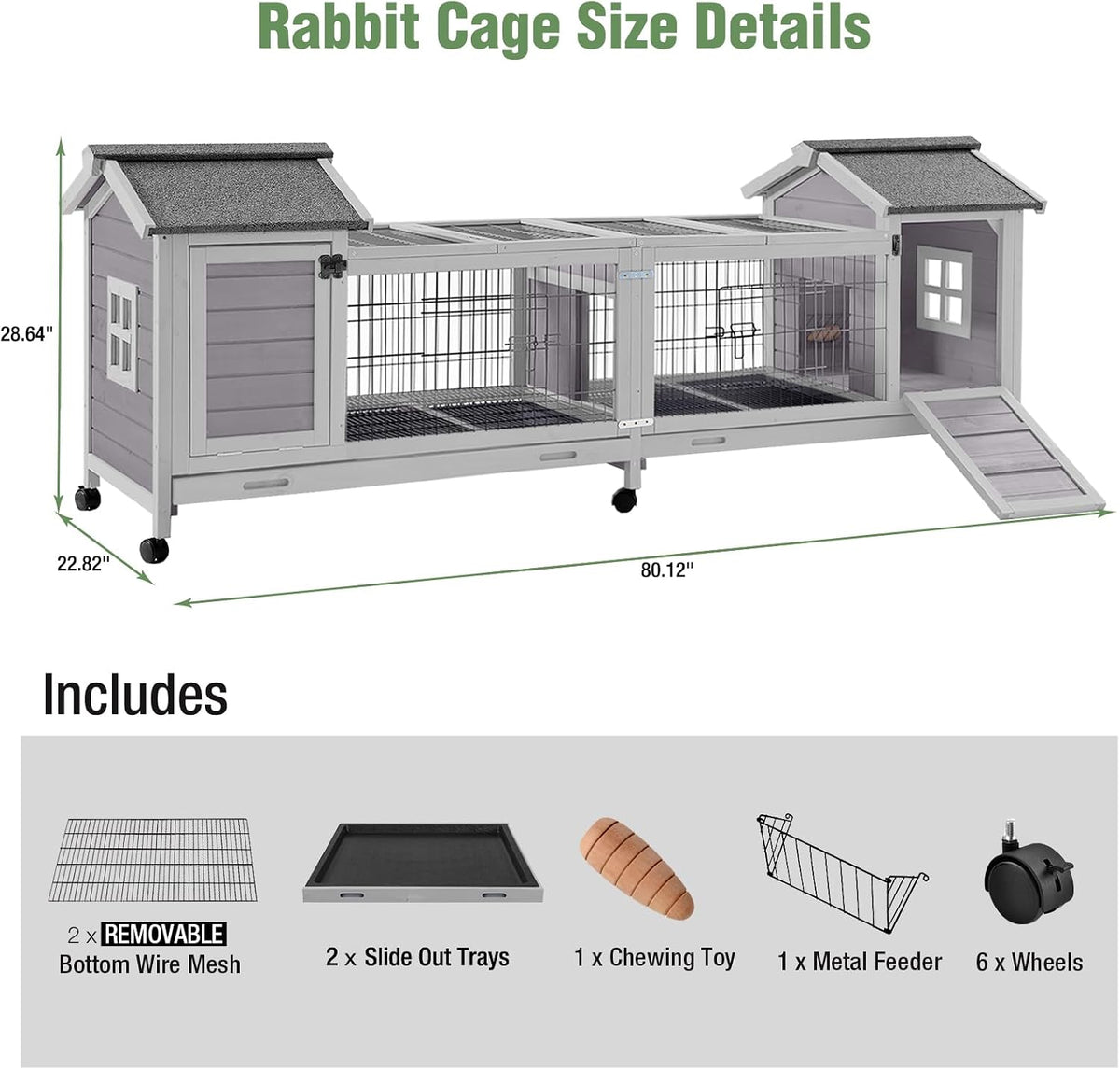 Rabbit Pet Playpen, Bunny Cage with Waterproof Liner, Pet Run Extension for Guinea Pig, Hamster, Chinchillas, Portable Small Animal Cage Fence (Playpen Only)