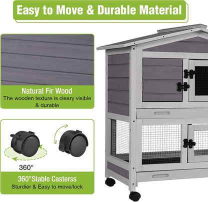 Rabbit Pet Playpen, Bunny Cage with Waterproof Liner, Pet Run Extension for Guinea Pig, Hamster, Chinchillas, Portable Small Animal Cage Fence (Playpen Only)