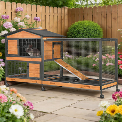 Rabbit Pet Playpen, Bunny Cage with Waterproof Liner, Pet Run Extension for Guinea Pig, Hamster, Chinchillas, Portable Small Animal Cage Fence (Playpen Only)