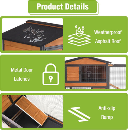 Rabbit Pet Playpen, Bunny Cage with Waterproof Liner, Pet Run Extension for Guinea Pig, Hamster, Chinchillas, Portable Small Animal Cage Fence (Playpen Only)