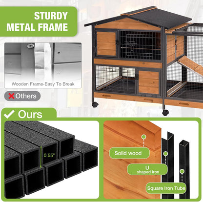 Rabbit Pet Playpen, Bunny Cage with Waterproof Liner, Pet Run Extension for Guinea Pig, Hamster, Chinchillas, Portable Small Animal Cage Fence (Playpen Only)