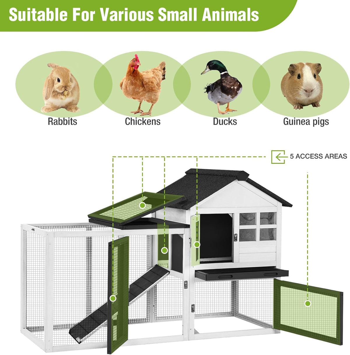 Rabbit Pet Playpen, Bunny Cage with Waterproof Liner, Pet Run Extension for Guinea Pig, Hamster, Chinchillas, Portable Small Animal Cage Fence (Playpen Only)