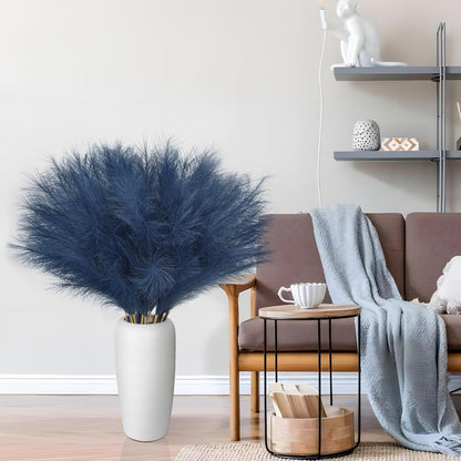 8 Pcs 38''/97cm Tall Faux Large Pampas Grass Decor, Blue