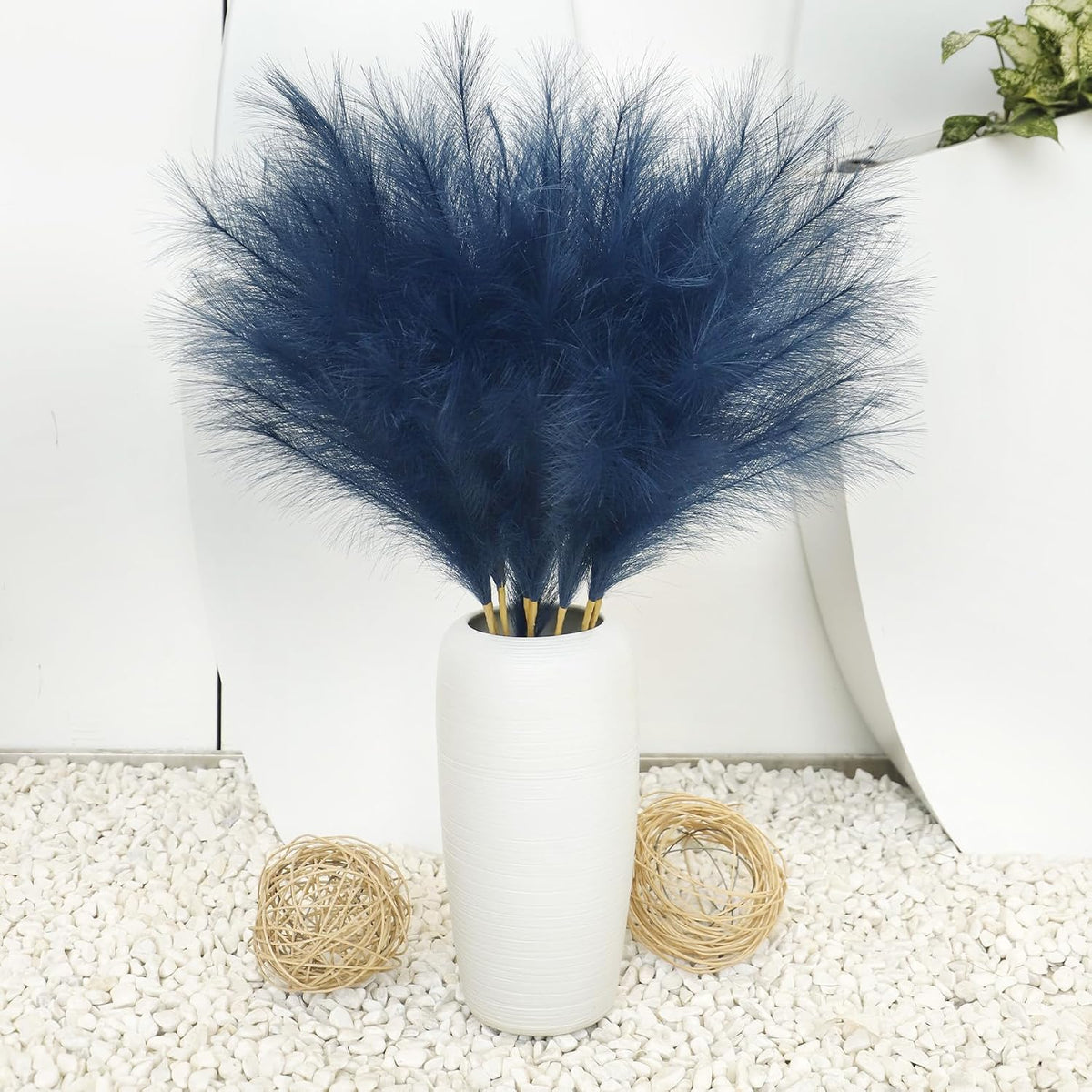 8 Pcs 38''/97cm Tall Faux Large Pampas Grass Decor, Blue