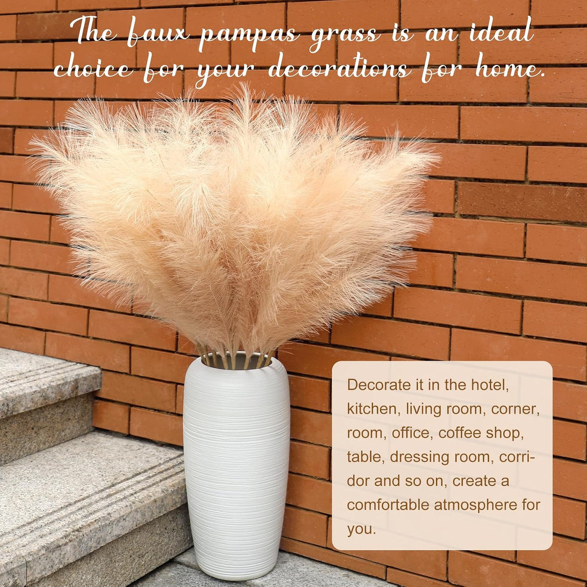 8 Pcs 38''/97cm Tall Faux Large Pampas Grass Decor, Blue