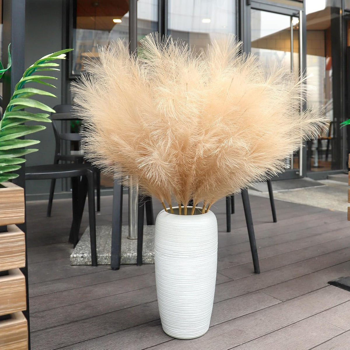 8 Pcs 38''/97cm Tall Faux Large Pampas Grass Decor, Blue