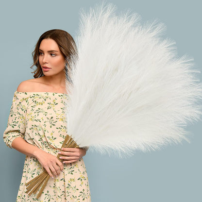 8 Pcs 38''/97cm Tall Faux Large Pampas Grass Decor, Blue