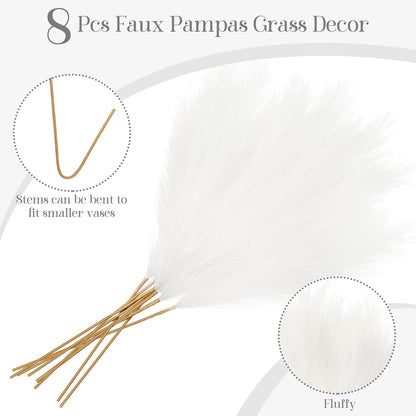 8 Pcs 38''/97cm Tall Faux Large Pampas Grass Decor, Blue