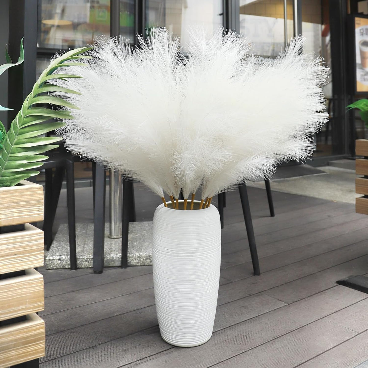 8 Pcs 38''/97cm Tall Faux Large Pampas Grass Decor, Blue