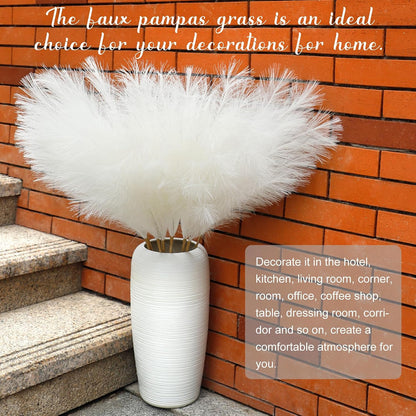 8 Pcs 38''/97cm Tall Faux Large Pampas Grass Decor, Blue