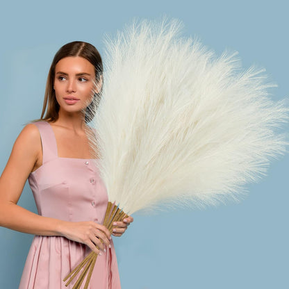 8 Pcs 38''/97cm Tall Faux Large Pampas Grass Decor, Blue