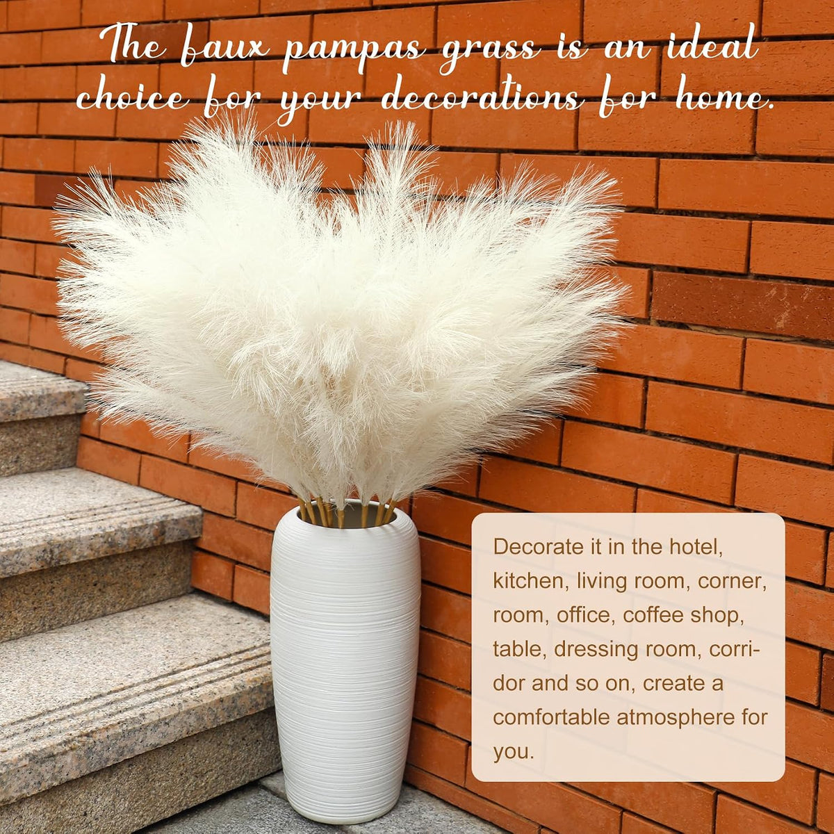 8 Pcs 38''/97cm Tall Faux Large Pampas Grass Decor, Blue
