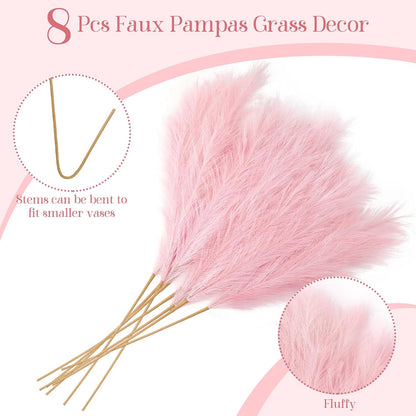 8 Pcs 38''/97cm Tall Faux Large Pampas Grass Decor, Blue