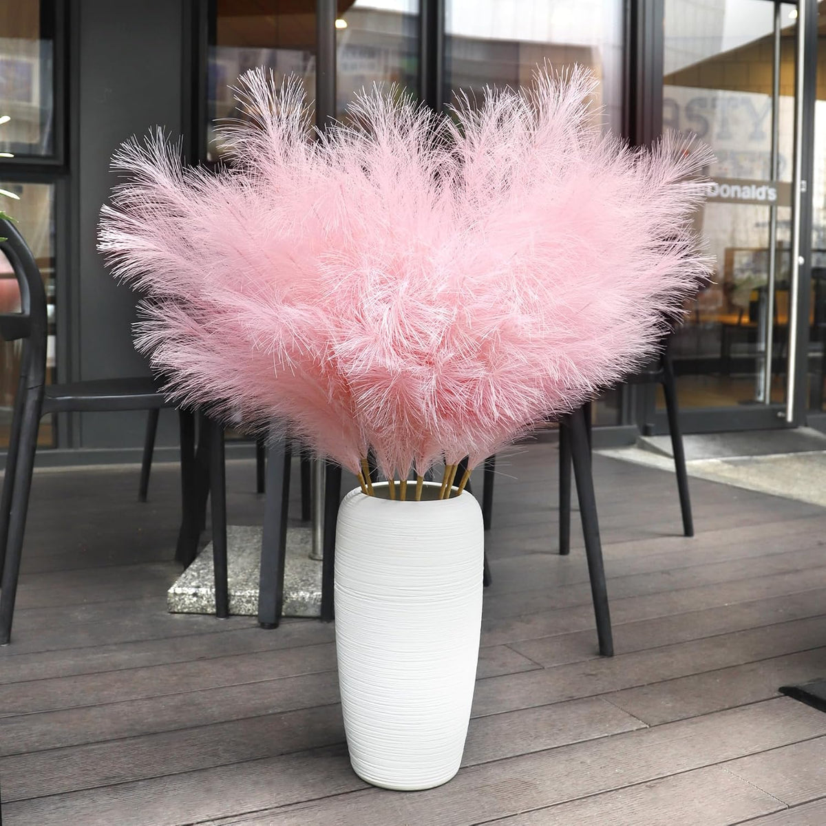 8 Pcs 38''/97cm Tall Faux Large Pampas Grass Decor, Blue