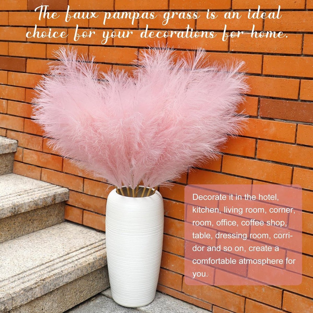 8 Pcs 38''/97cm Tall Faux Large Pampas Grass Decor, Blue