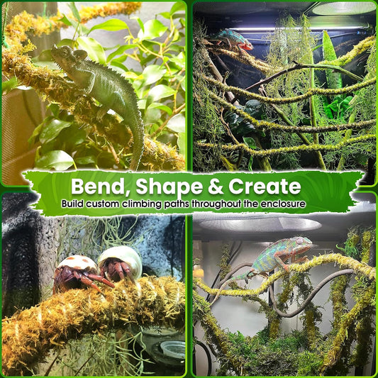 6.5FT Reptile Vines for Climbing, Bendable Branch for Reptile