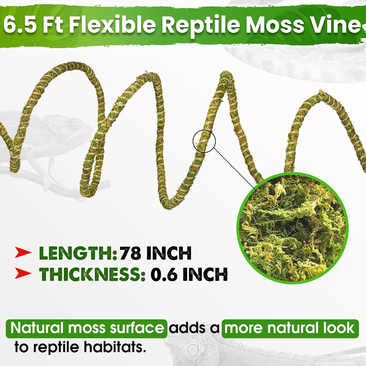 6.5FT Reptile Vines for Climbing, Bendable Branch for Reptile