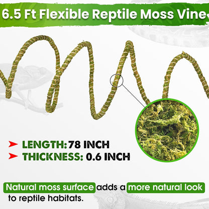6.5FT Reptile Vines for Climbing, Bendable Branch for Reptile