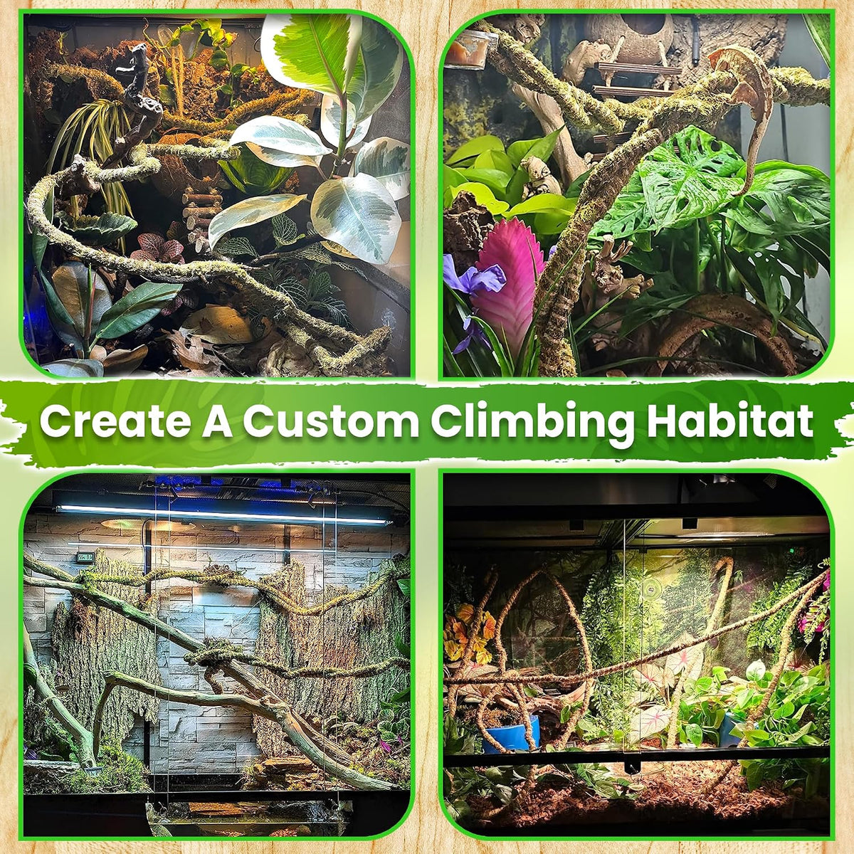 6.5FT Reptile Vines for Climbing, Bendable Branch for Reptile