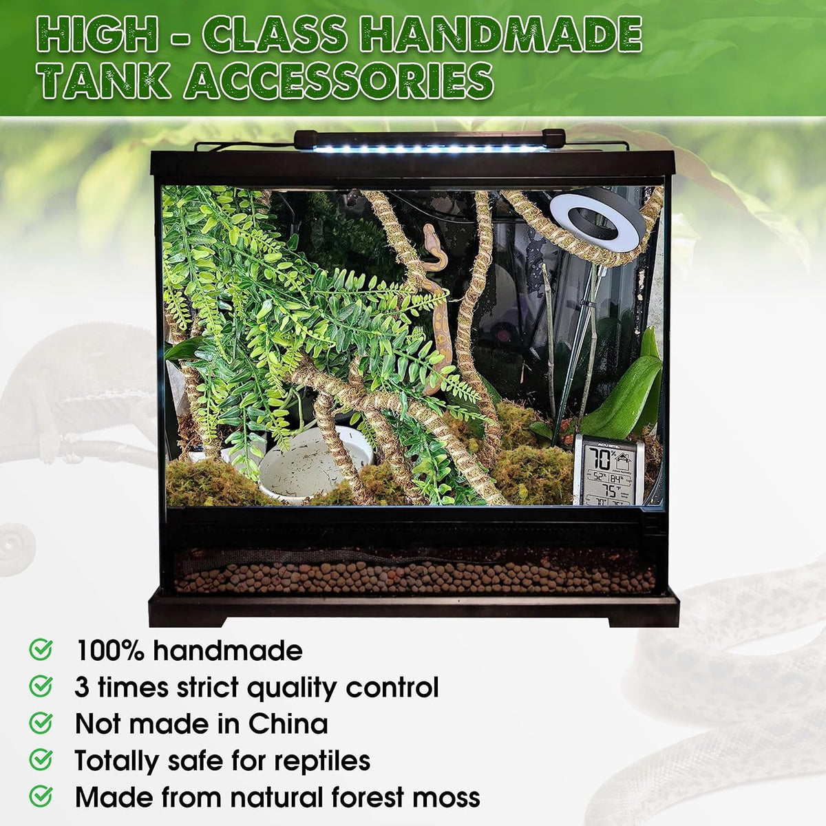 6.5FT Reptile Vines for Climbing, Bendable Branch for Reptile