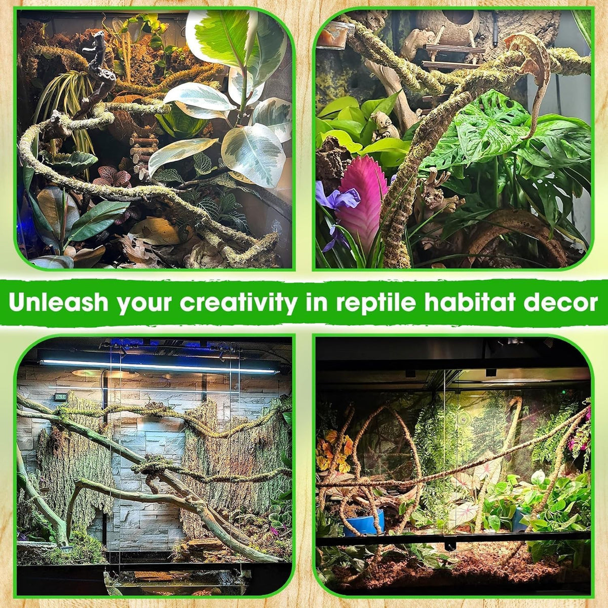 6.5FT Reptile Vines for Climbing, Bendable Branch for Reptile