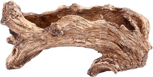 Artificial Driftwood Log Planter Vintage Flower Pot for Home Garden Decoration Desktop Window Sill