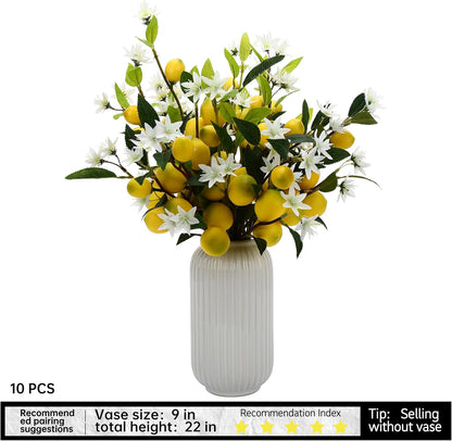 Artificial Lemon Fruit Flowers, 5pcs, 24 inch | Lifelike Artificial Plants, For Home, Office, Festival Decoration, Simulated Flower, Artificial Fruit