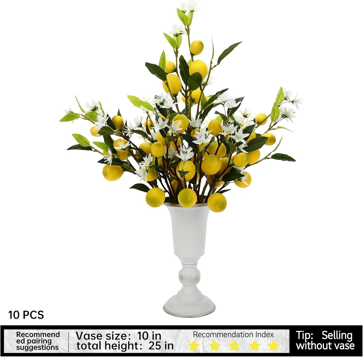 Artificial Lemon Fruit Flowers, 5pcs, 24 inch | Lifelike Artificial Plants, For Home, Office, Festival Decoration, Simulated Flower, Artificial Fruit