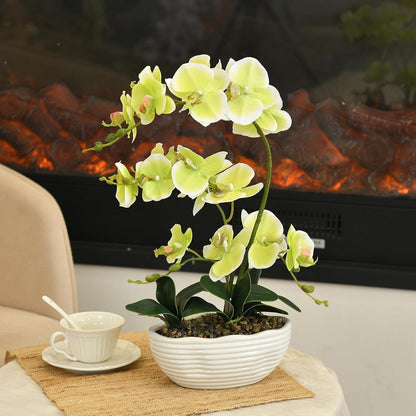 Large Silk Orchid in Wave Pot 19" Phalaenopsis Centerpiece for Table, White