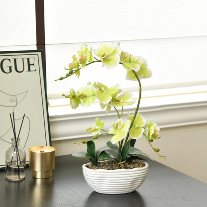 Large Silk Orchid in Wave Pot 19" Phalaenopsis Centerpiece for Table, White