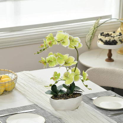 Large Silk Orchid in Wave Pot 19" Phalaenopsis Centerpiece for Table, White