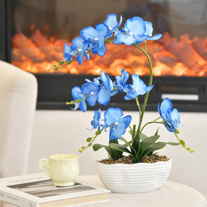 Large Silk Orchid in Wave Pot 19" Phalaenopsis Centerpiece for Table, White