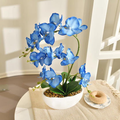 Large Silk Orchid in Wave Pot 19" Phalaenopsis Centerpiece for Table, White