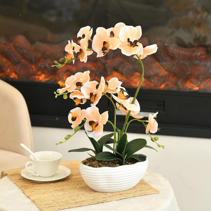 Large Silk Orchid in Wave Pot 19" Phalaenopsis Centerpiece for Table, White